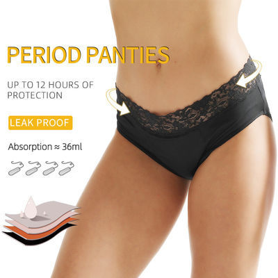 Customized 4 Layers Heavy Absorption Lady Sexy Lace Menstrual Underwear
